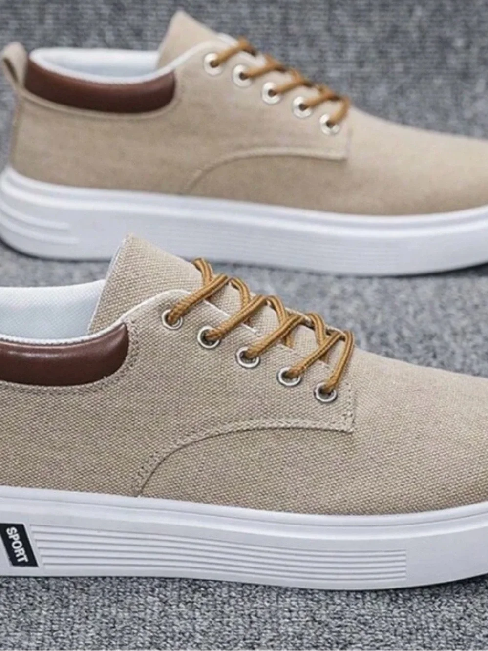 Men's Breathable Casual Shoes, Lightweight Flat Canva Khaki.